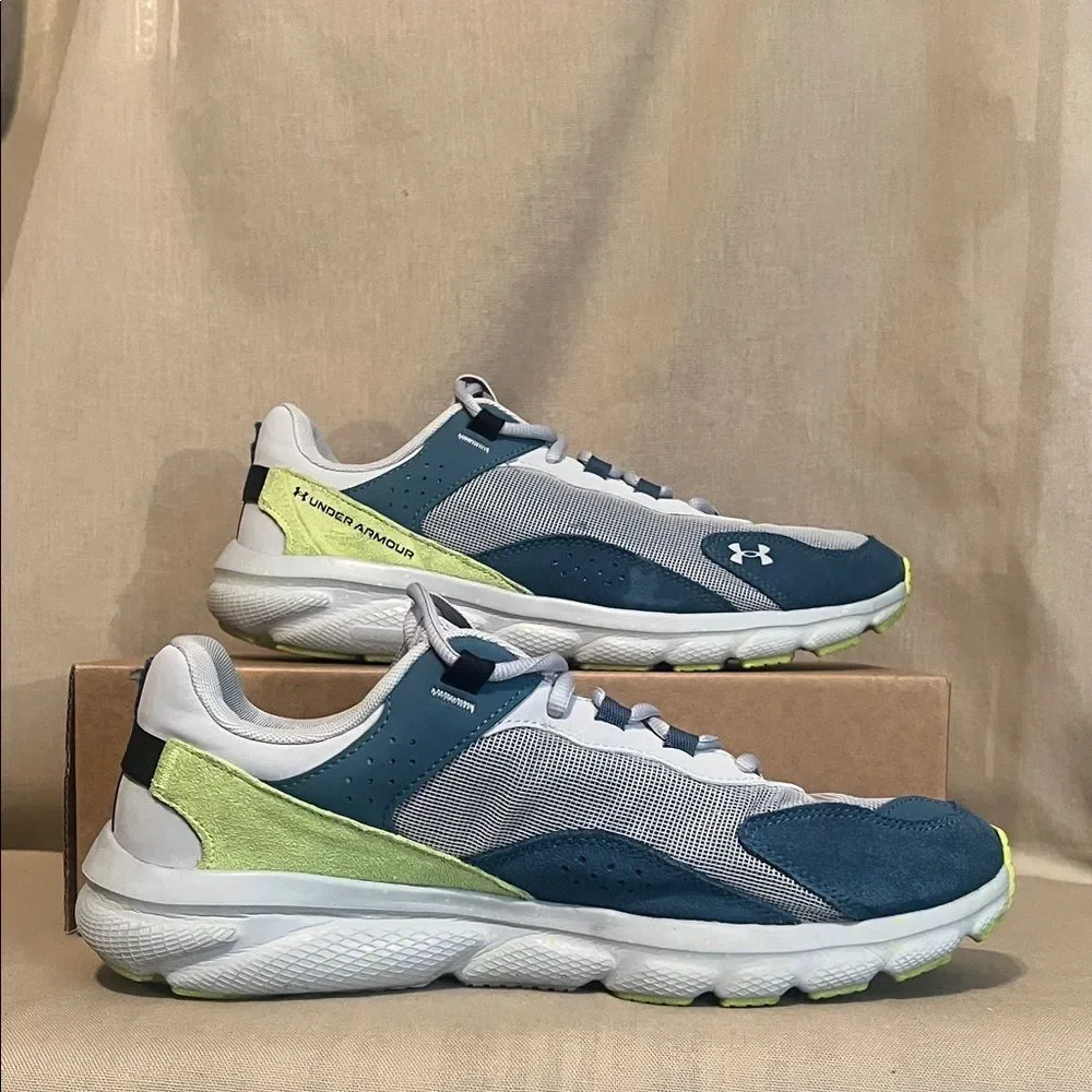 Under Armour Men’s Running Training Shoes Blue Gray Lime 12 mens